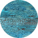 Round Oriental Light Blue Industrial Rug, urb2711lblu