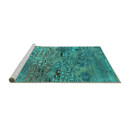 Sideview of Machine Washable Oriental Turquoise Industrial Area Rugs, wshurb2711turq