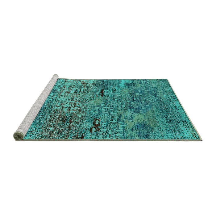 Sideview of Machine Washable Oriental Turquoise Industrial Area Rugs, wshurb2711turq