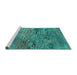 Sideview of Machine Washable Oriental Turquoise Industrial Area Rugs, wshurb2711turq