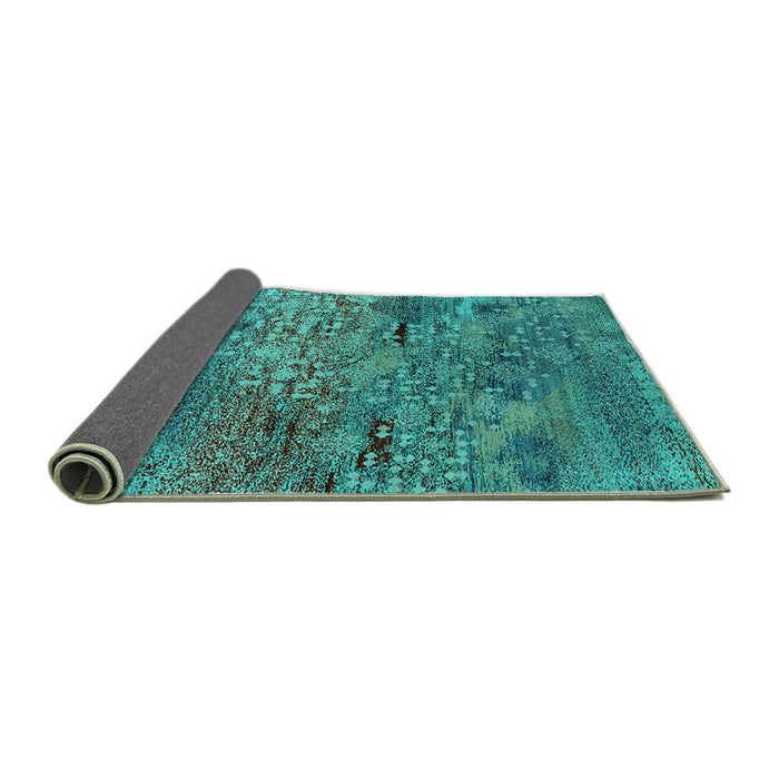 Sideview of Oriental Turquoise Industrial Rug, urb2711turq