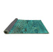 Sideview of Oriental Turquoise Industrial Rug, urb2711turq