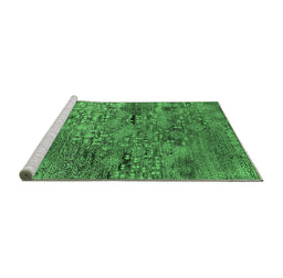 Sideview of Machine Washable Oriental Emerald Green Industrial Area Rugs, wshurb2711emgrn