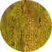 Round Oriental Yellow Industrial Rug, urb2711yw