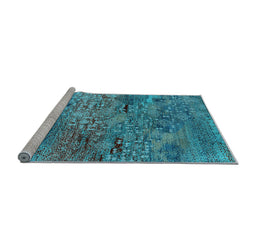 Sideview of Machine Washable Oriental Light Blue Industrial Rug, wshurb2711lblu