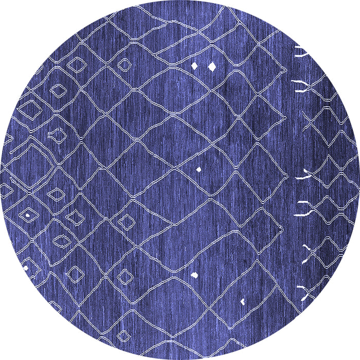 Round Machine Washable Oriental Blue Industrial Rug, wshurb2712blu