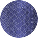 Round Machine Washable Oriental Blue Industrial Rug, wshurb2712blu