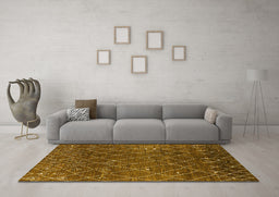 Machine Washable Oriental Yellow Industrial Rug in a Living Room, wshurb2712yw