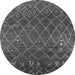 Round Oriental Gray Industrial Rug, urb2712gry