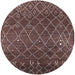 Round Machine Washable Industrial Modern Bakers Brown Rug, wshurb2712