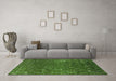 Machine Washable Oriental Green Industrial Area Rugs in a Living Room,, wshurb2712grn