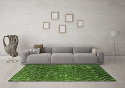 Machine Washable Oriental Green Industrial Area Rugs in a Living Room,, wshurb2712grn