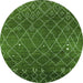 Round Oriental Green Industrial Rug, urb2712grn