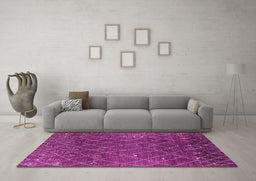 Machine Washable Oriental Pink Industrial Rug in a Living Room, wshurb2712pnk