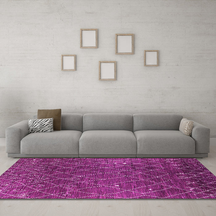 Machine Washable Oriental Pink Industrial Rug in a Living Room, wshurb2712pnk
