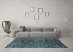 Machine Washable Oriental Light Blue Industrial Rug in a Living Room, wshurb2712lblu