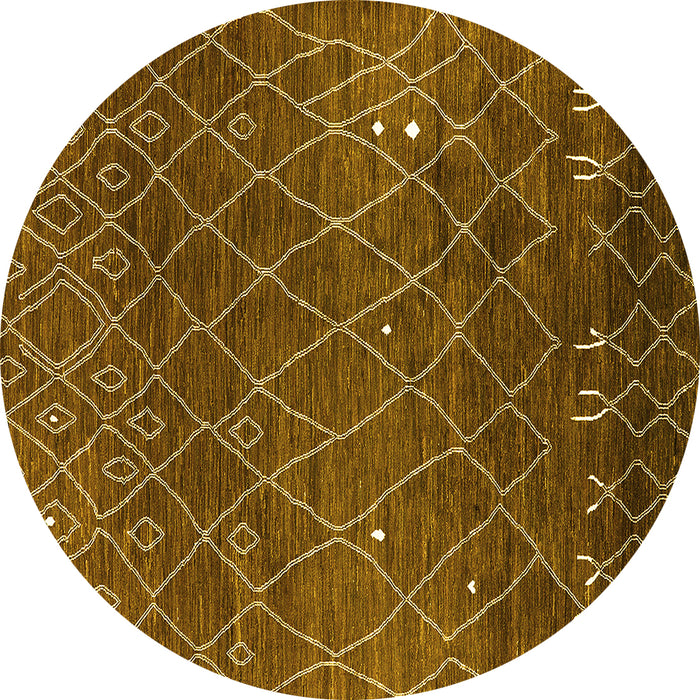 Round Oriental Yellow Industrial Rug, urb2712yw