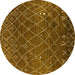 Round Oriental Yellow Industrial Rug, urb2712yw