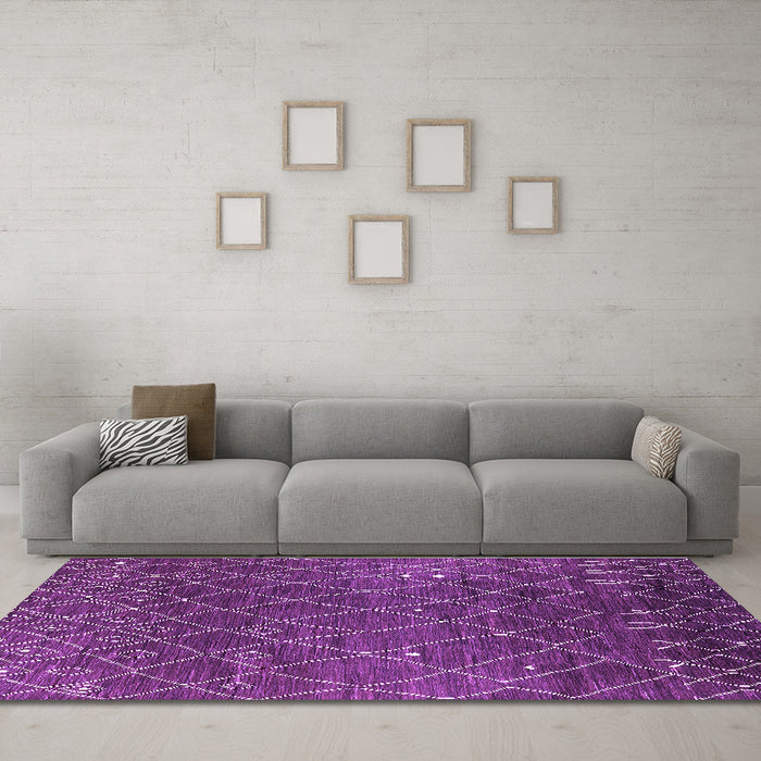 Machine Washable Oriental Purple Industrial Area Rugs in a Living Room, wshurb2712pur