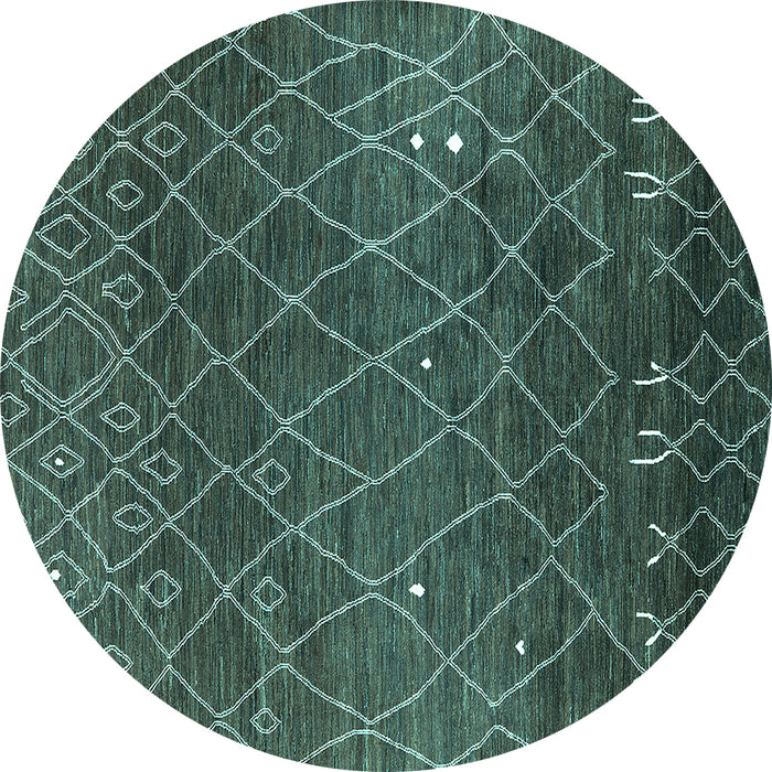 Round Oriental Turquoise Industrial Rug, urb2712turq