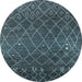 Round Oriental Light Blue Industrial Rug, urb2712lblu