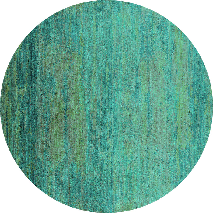 Round Machine Washable Oriental Turquoise Industrial Area Rugs, wshurb2713turq