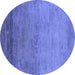 Round Oriental Blue Industrial Rug, urb2713blu