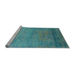 Sideview of Machine Washable Oriental Light Blue Industrial Rug, wshurb2713lblu
