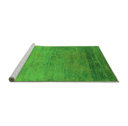 Sideview of Machine Washable Oriental Green Industrial Area Rugs, wshurb2713grn