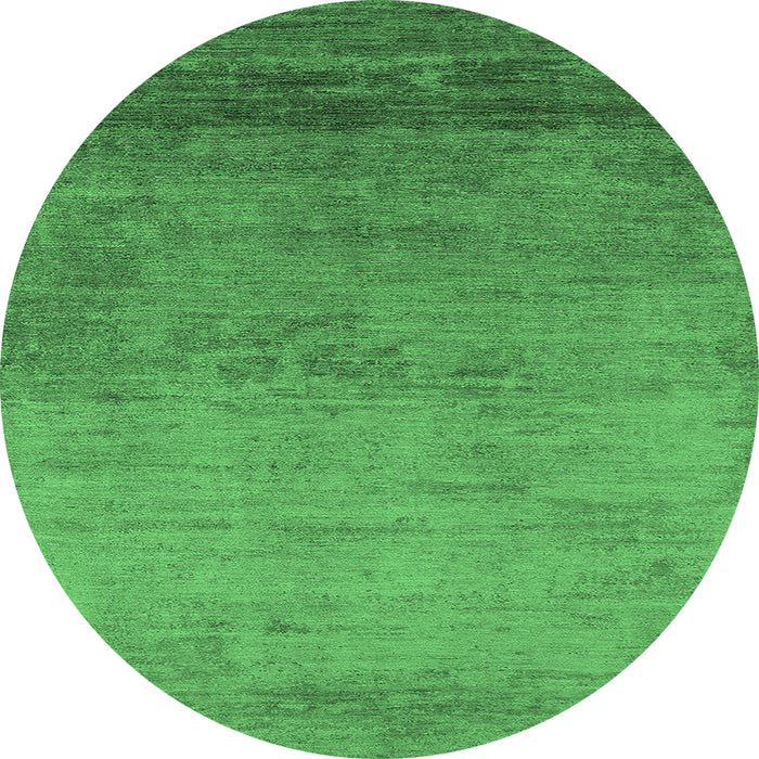 Round Machine Washable Oriental Emerald Green Industrial Area Rugs, wshurb2713emgrn