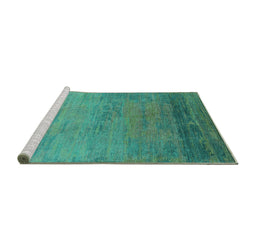 Sideview of Machine Washable Oriental Turquoise Industrial Area Rugs, wshurb2713turq
