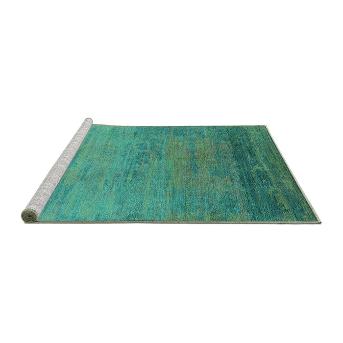 Sideview of Machine Washable Oriental Turquoise Industrial Area Rugs, wshurb2713turq