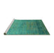 Sideview of Machine Washable Oriental Turquoise Industrial Area Rugs, wshurb2713turq