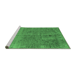 Sideview of Machine Washable Oriental Emerald Green Industrial Area Rugs, wshurb2714emgrn