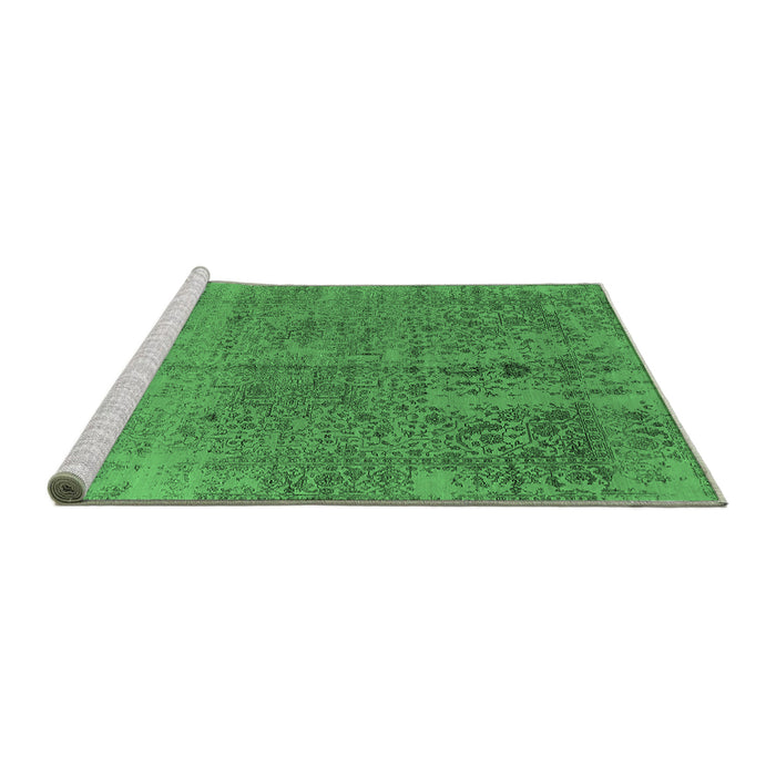 Sideview of Machine Washable Oriental Emerald Green Industrial Area Rugs, wshurb2714emgrn