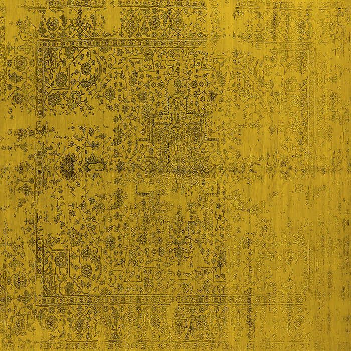 Square Machine Washable Oriental Yellow Industrial Rug, wshurb2714yw