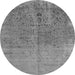 Round Machine Washable Oriental Gray Industrial Rug, wshurb2714gry