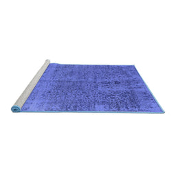 Sideview of Machine Washable Oriental Blue Industrial Rug, wshurb2714blu