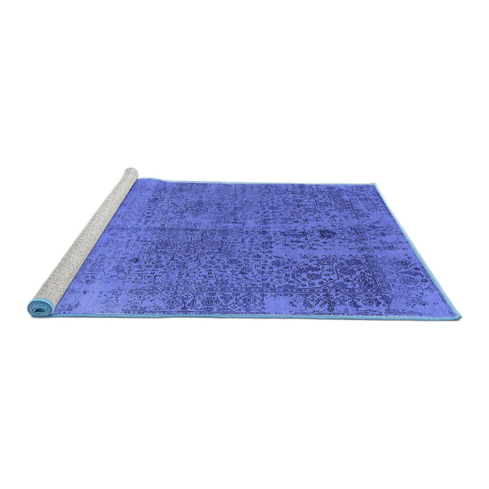 Sideview of Machine Washable Oriental Blue Industrial Rug, wshurb2714blu
