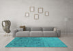 Machine Washable Oriental Turquoise Industrial Area Rugs in a Living Room,, wshurb2714turq