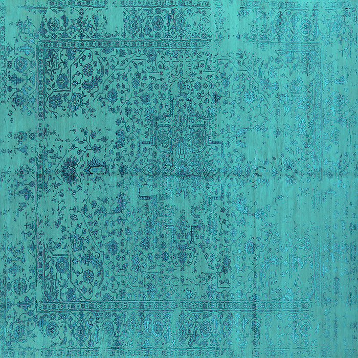 Square Oriental Turquoise Industrial Rug, urb2714turq