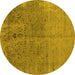 Round Oriental Yellow Industrial Rug, urb2714yw