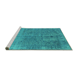 Sideview of Machine Washable Oriental Turquoise Industrial Area Rugs, wshurb2714turq