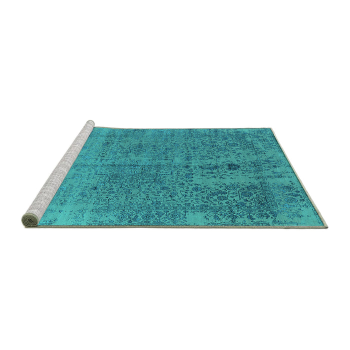 Sideview of Machine Washable Oriental Turquoise Industrial Area Rugs, wshurb2714turq