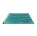 Sideview of Machine Washable Oriental Turquoise Industrial Area Rugs, wshurb2714turq