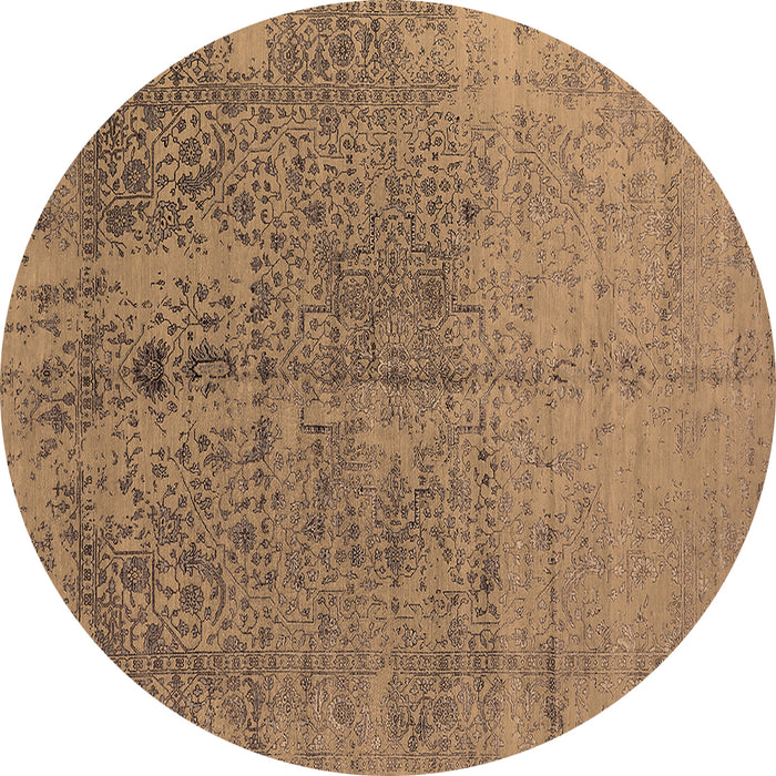 Round Oriental Brown Industrial Rug, urb2714brn