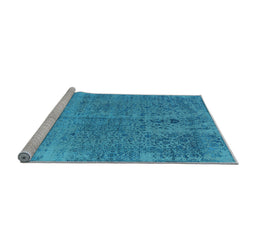Sideview of Machine Washable Oriental Light Blue Industrial Rug, wshurb2714lblu