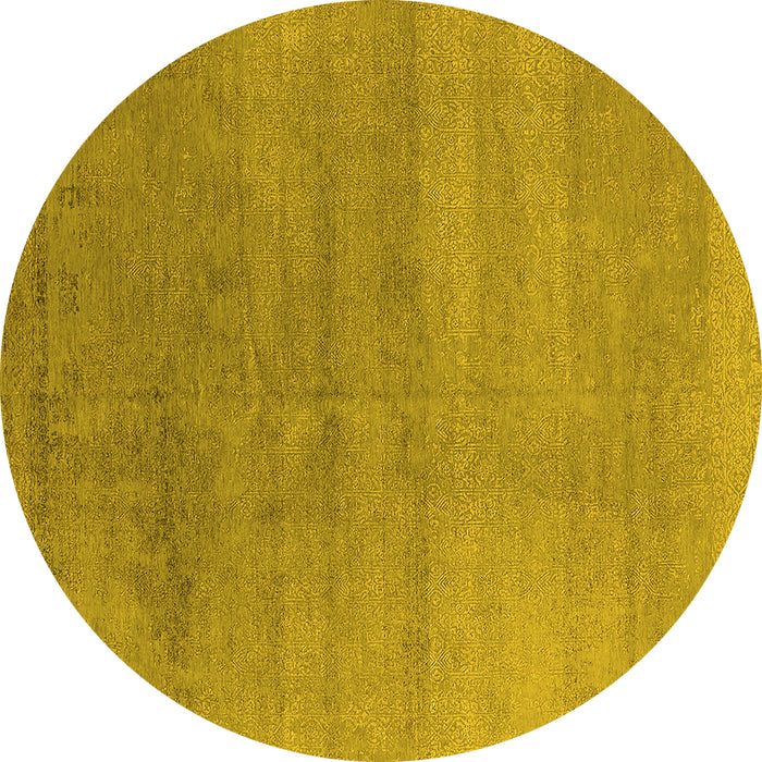 Round Oriental Yellow Industrial Rug, urb2715yw