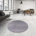 Round Mid-Century Modern Gray Oriental Rug in a Office, urb2715