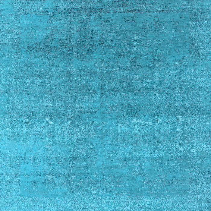 Square Machine Washable Oriental Light Blue Industrial Rug, wshurb2715lblu